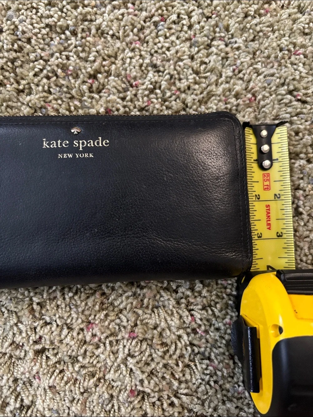 Kate Spade Black Pebbled Leather Zip Around Continental Wallet
